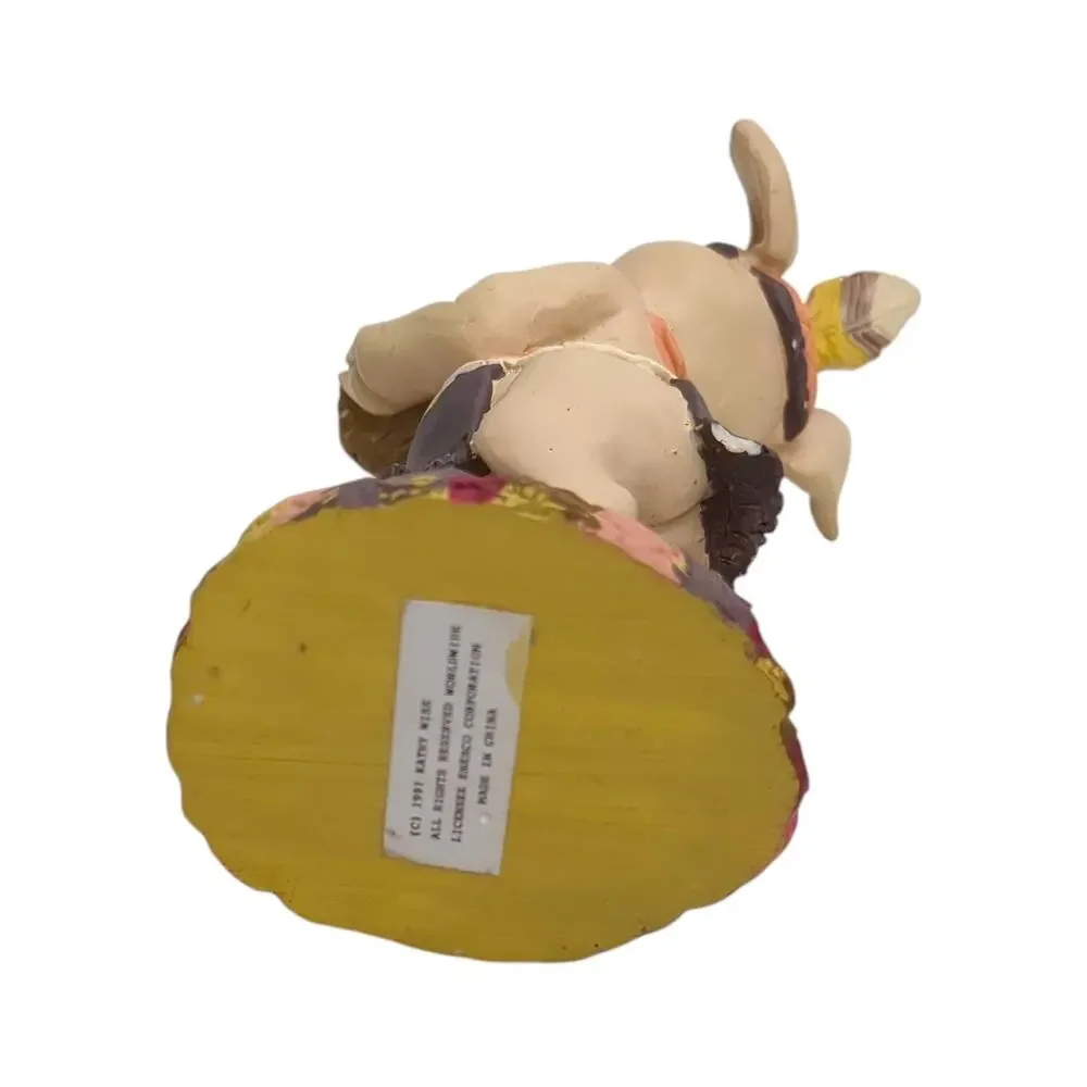 VTG 1991 Kathy Wise - Enesco Resin 2 Pigs - Thanksgiving - Native American 4